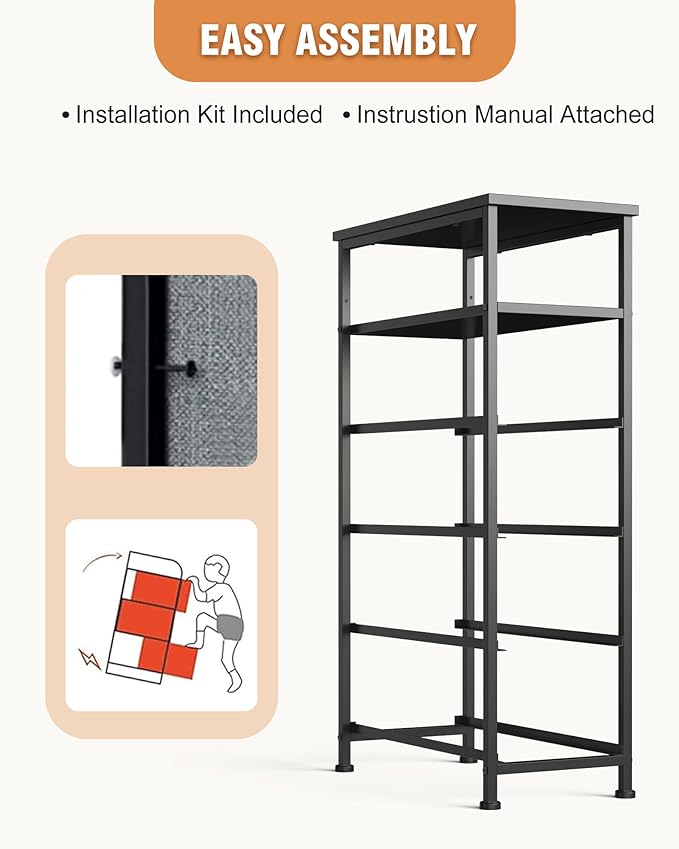 Narrow Dresser for Bedroom, Fabric Tall Dresser & Chests of Drawers with 4 Drawers, Vertical Organizer Storage Tower Unit for Bedroom, Hallway, Entryway Black Wood Grain
