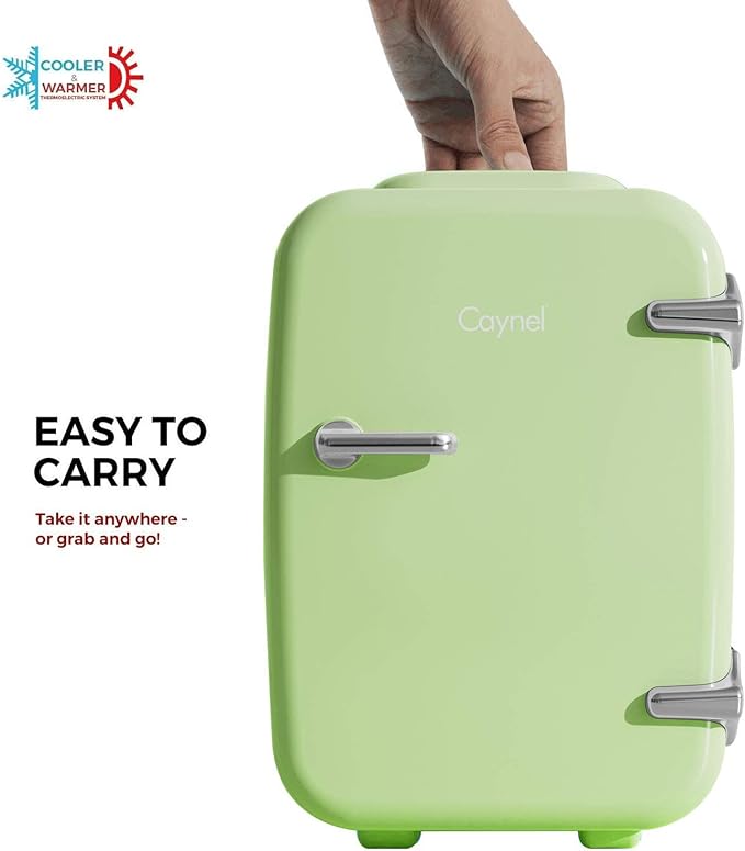 CAYNEL Mini Fridge Portable Thermoelectric 4 Liter Cooler and Warmer for Skincare, Eco Friendly Beauty Fridge For Foods,Medications, Cosmetics, Breast Milk, Medications Home and Travel