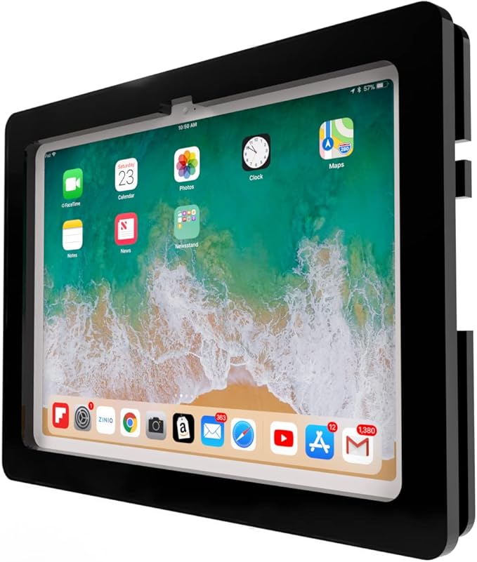 TABcare Anti-Theft Acrylic VESA Enclosure Made for Apple iPad 10 10.9" 2022, iPad 11 11" 2025 A16 with Low Profile Wall Mount Kit & 90-Degree Angle USB C Charge Cable (Black)