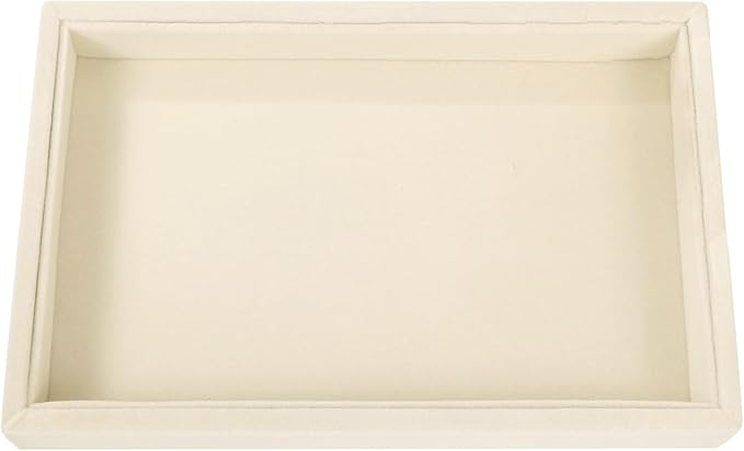 Mornajina 9" x 5.7" Velvet Jewelry Tray Jewelry Display Tray, Stackable Empty Plate Trays for Earrings Necklaces Bracelet Rings Display Showcase - Light Khaki