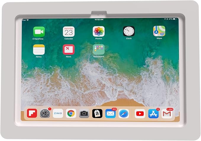 TABcare Anti-Theft Acrylic VESA Enclosure for Apple iPad 10 10.9" 2022, iPad 11" 2025 A16 with Free Wall Mount Kit & 90-Degree Angle USB C Charge Cable (White)