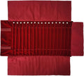 Portable Jewelry Roll Untangled Secure Necklace Travel Storage Bag Displays Holder 16 Chain (Burgundy)