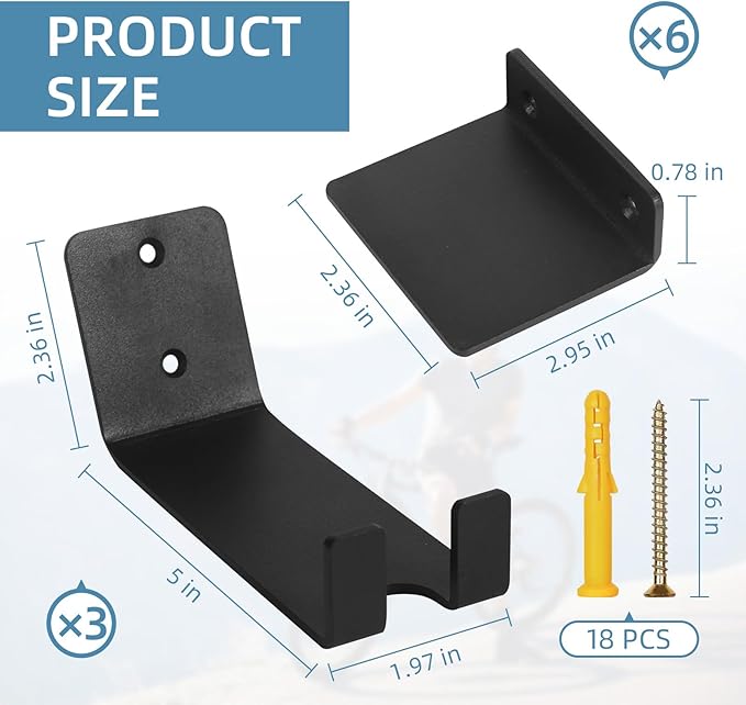3 Pack Bike Wall Mount Bike Pedal Hanger Wall Mount Bike Hangers Heavy Duty for Garage Vertical Bike Wall Hangers Bike Display Stand Space Saving Wall Bike Rack (3 Pack)