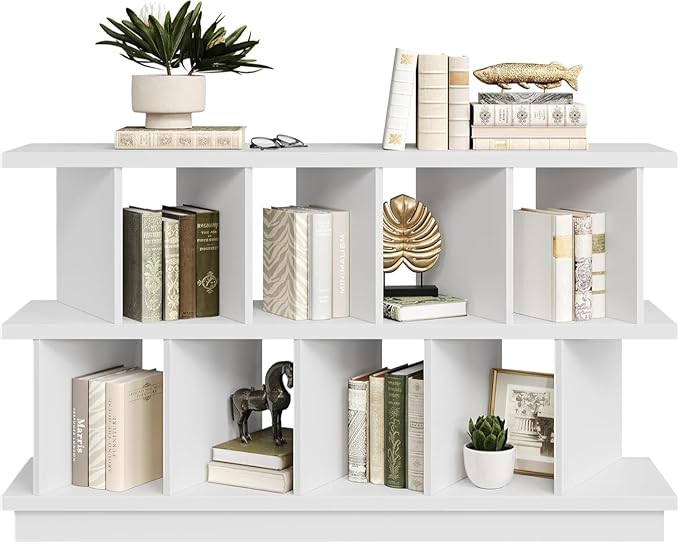 Garvee 8 Cube Storage Shelf Organizer - Wood Low Bookshelf with 10 Removable Back Panels, Display Storage Bookcase for Living Room, Bedroom, Entrance Hall, Home Office, Easy Assembly, White