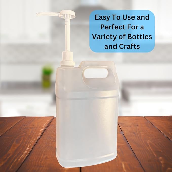 Heavy Duty Pump Dispenser for Gallon Jugs (1oz/2-Pack) Leak Proof Pump Dispenser for Shampoo, Laundry Detergent, Liquid, Water, Popcorn Butter, Snow Cone Syrup, Oils, 1 Gallon BPA-Free Dispenser
