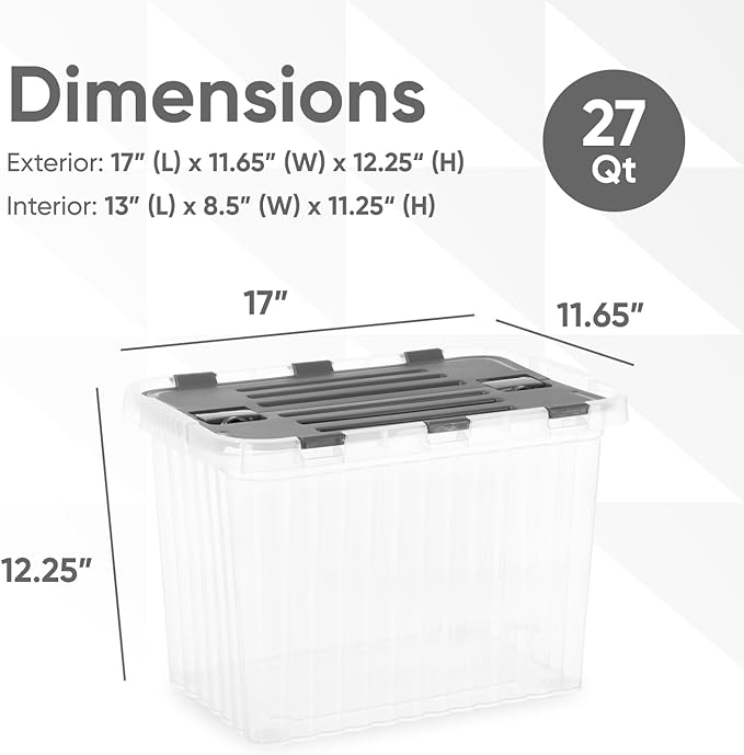Superio 26 L Deep Storage Container with Hinged Lid (6 Pack)