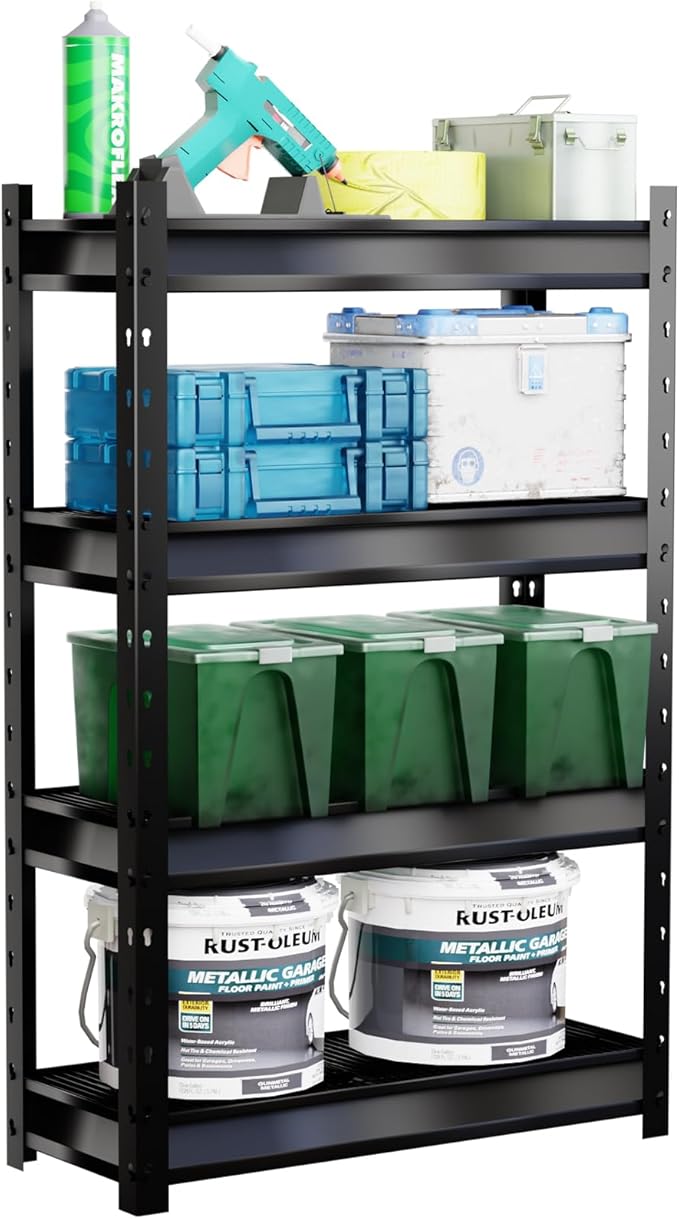 The Atlas 36" W Garage Shelving Heavy Duty Loads 6000LBS, 4 Tier Metal Storage Shelves, Adjustable Industrial Rack for Warehouse Basement Pantry, 36" W x 14" D x 54" H