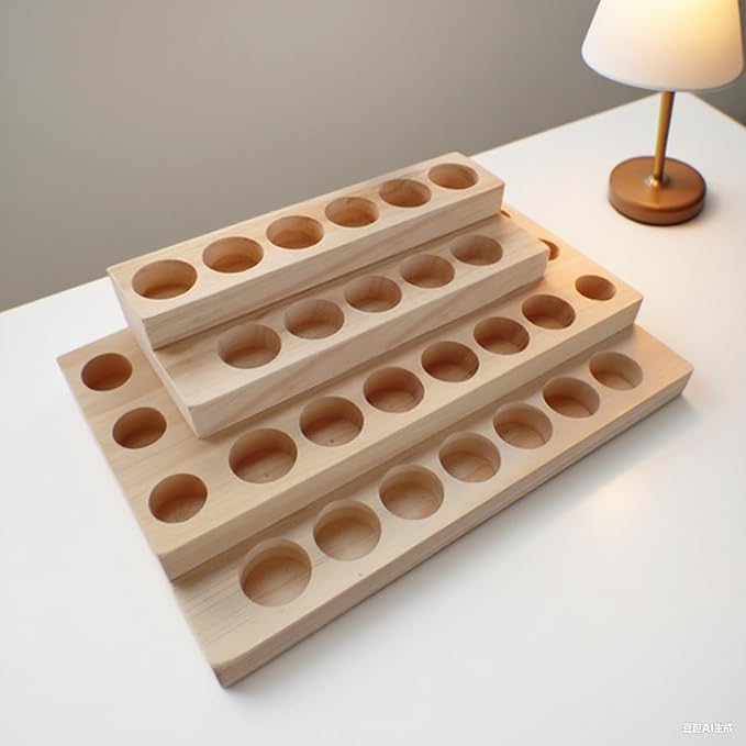 4 Tier Wooden Essential Oil Organizer Essential Oil Holder 30-Bottle Solid Wood Essential Oil Rack Body Oil Display for Essential Oils Stand Tabletop Organizer Storage Rack for 5-20ml Bottles
