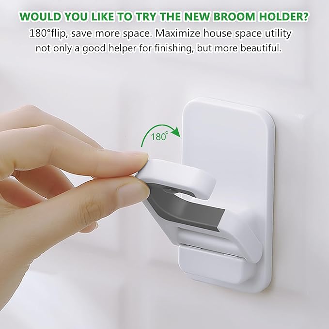 3pack Broom and Mop Holder Wall Mount No Drill Mop and Broom Gripper Mop Handle Hanger Household Cleaning Organizer, Holds up to 6 lb