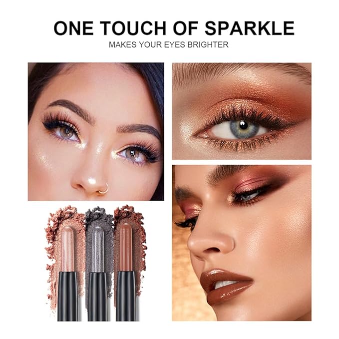 Gray Eyeshadow Stick Makeup, Cream Shimmer Eye Shadow Pencil, Hypoallergenic Waterproof Long Lasting Crayon, Smooth Glitter Primer Palette Eyeliner Make up