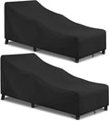 Arcedo Outdoor Lounge Chair Covers 2 Pack, Waterproof Patio Chaise Lounge Cover for Outdoor Furniture and Outside Stackable Cushions, 76" x 32" x 32" H, Black