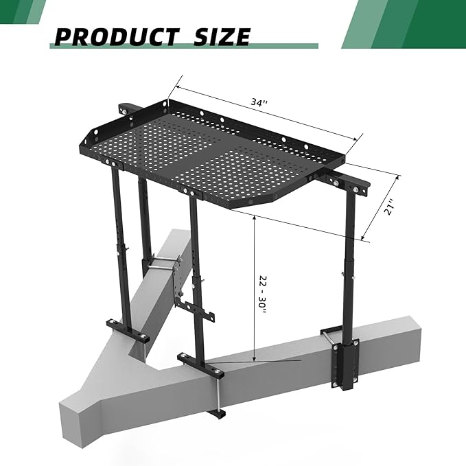 Adjustable Trailer Tray - RV Generator Rack with Innovative Design, 300 lbs Load Capacity, Ideal for Outdoor Storage of Motorhomes and RVs, Black