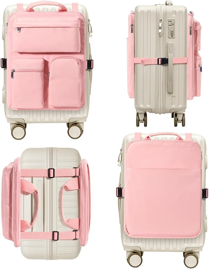 Over Luggage Organizer Bag for Suitcase with Multi Pockets, 16” Laptop Bag with Handle,Portable Travel Organizer Bags for Luggage with Adjustable Straps,Tote Carry Bag for Women Men(Pink)