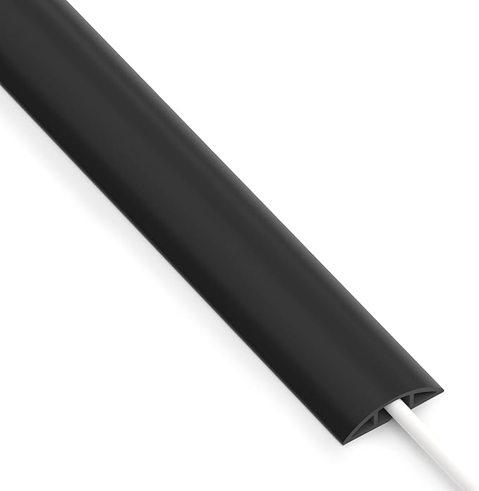 ZhiYo 3.6ft Cord Covers for Wires on Floor, Cord Hider Floor Hide Extension Cords, Soft PVC Cable Cover Cable Protector, Wire Cavity W0.62in H0.31in, Black