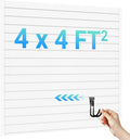 Ezlaino Slatwall Panel 4FT x 4FT, PVC Slat Wall Storage System, Waterproof, Durable& Easy to Install, Compatible with Most Hooks, Ideal for Garage Storage & Home Decoration, White