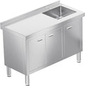 WWK 47" x 21" Stainless Steel Sink with Cabinet, Freestanding Utility Sink Laundry Sink, Heavy Duty Commercial Kitchen Sink for Outdoor, Restaurant, Hotel, Cafe, and Garage, 21D x 47W x 35H inches