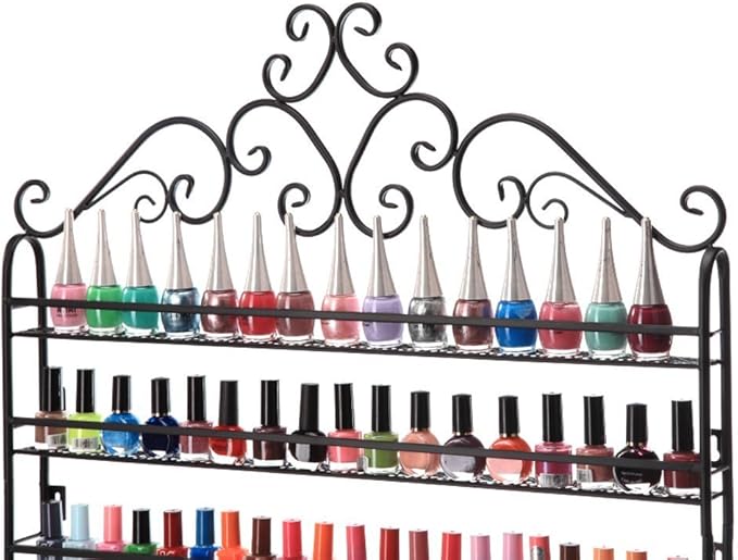 DAZONE DIY Mounted 6 Shelf Nail Polish Wall Rack Organizer Holds 120 Bottles Nail Polish or Essential Oils Black
