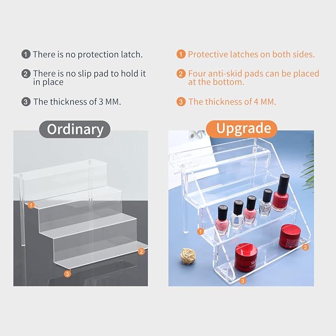 Acrylic Perfume Display Stands Set of 2, 4 Tiered Cupcake Stand, Acrylic Funko Pop Display Shelves for Perfume Organizer, Shot Glass, Figures Collections, Makeup, 11.8x11x9.4 inch