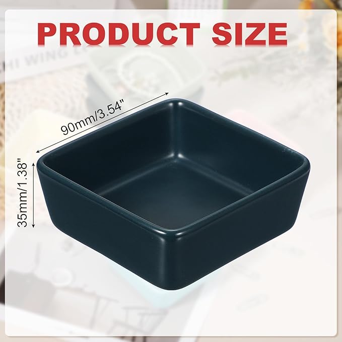PATIKIL Square Paper Clip Holders, Ceramic Bowl Dish Clip Dispenser Organizer Desk Organizer Accessories for Office Desktop Decor Bobby Pin Binder Paper Clamp, Navy Blue