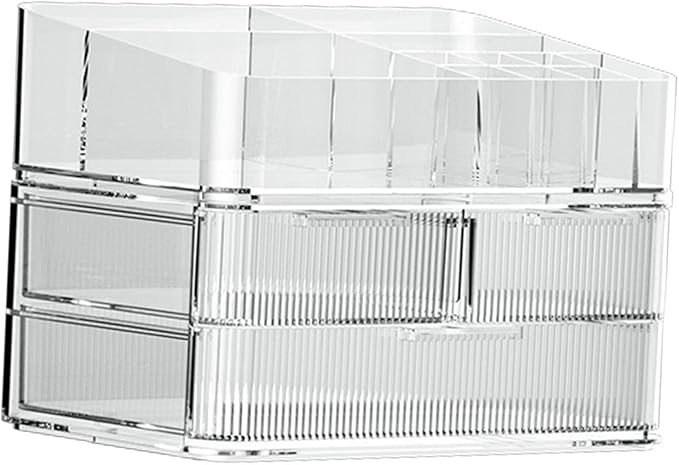 Fenteer Makeup Organizer Drawer Organizer Clear Large Capacity Cosmetic Display Case for Lipstick Cabinets