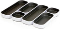 Three by Three Seattle 6 Piece Metal Stacking Bins + Drawer Organizers Set: Elevate Your Desk Organization with Playful Stackable Metal Organizers: Fun, Functional, and Stylish (Gray)
