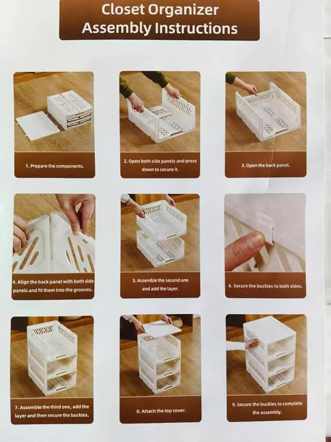 5 Pack Stackable Drawer Storage Baskets – Foldable Closet Organizer with Slide-Out Drawer Feature for Clothes, Kitchen, Bathroom & Laundry Room – Space-Saving Storage Bins, White