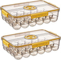 CottonColors Egg Holder for Fridge - 24 Egg Plastic Organizer with Lids (2 pack)