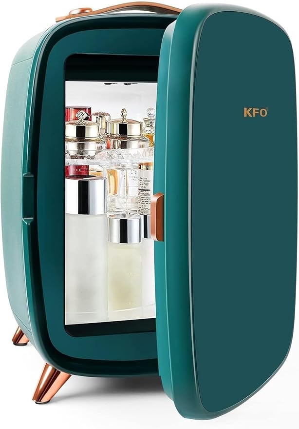 KFO Mini Fridge 6L| Pro-Style Beauty Fridge for Bedroom & Makeup | 6°C Cooling + 20dB Ultra-Quiet | 8-Can Drink or Cosmetic Storage & Adjustable Shelf