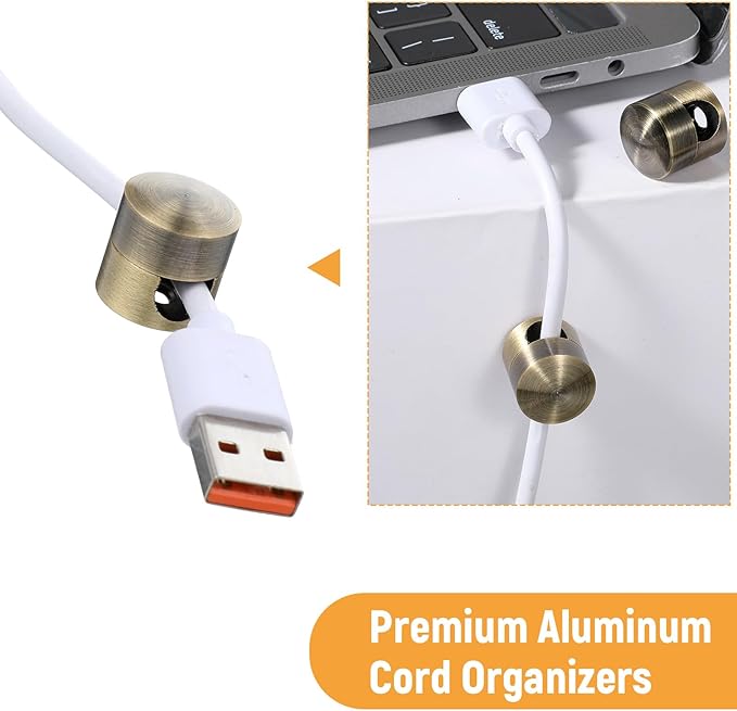 6 Sets Charger Holders for Cords Adjustable Cable Anchor Holders Adhesive Metal Cord Clips Organizer Wire Management Keeper Phone Charger Holder for Nightstand Desktop Wall Office Home