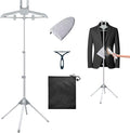 Foldable Garment Steamer Hanger Stand with Ironing Gloves, Adjustable Steamer Rack Included Lint Remover & Storage Bag 2 Clips for Suits Shirts Coats Portable Travel Home Use