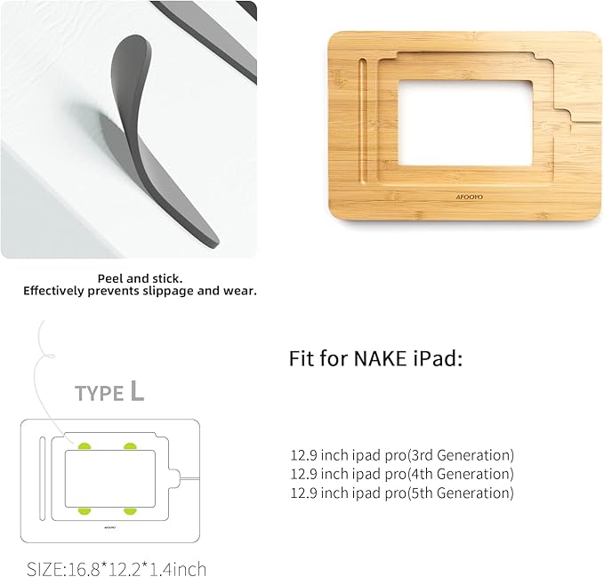 Wooden Tablet Drawing Stand - Portable & Adjustable 5 Angles for Laptop,Laptop Stand Riser,Compatible with 12.9/13 inch iPad Pro(3rd-6th Gen)