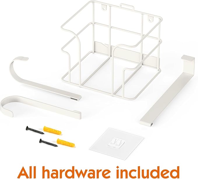 ORLESS Over The Door/Wall Mount Ironing Board Hanger, Laundry Room Iron and Ironing Board Caddy Storage Holder (White)