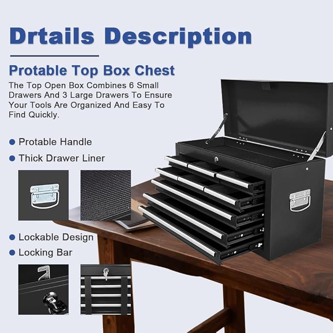 Tool Chest 13-Drawer with Double Door Handle,2 in 1 Detachable Rolling Tool Chests with Wheels and Drawers,Large Tool Box with Lock for Warehouse,Garage (Black)