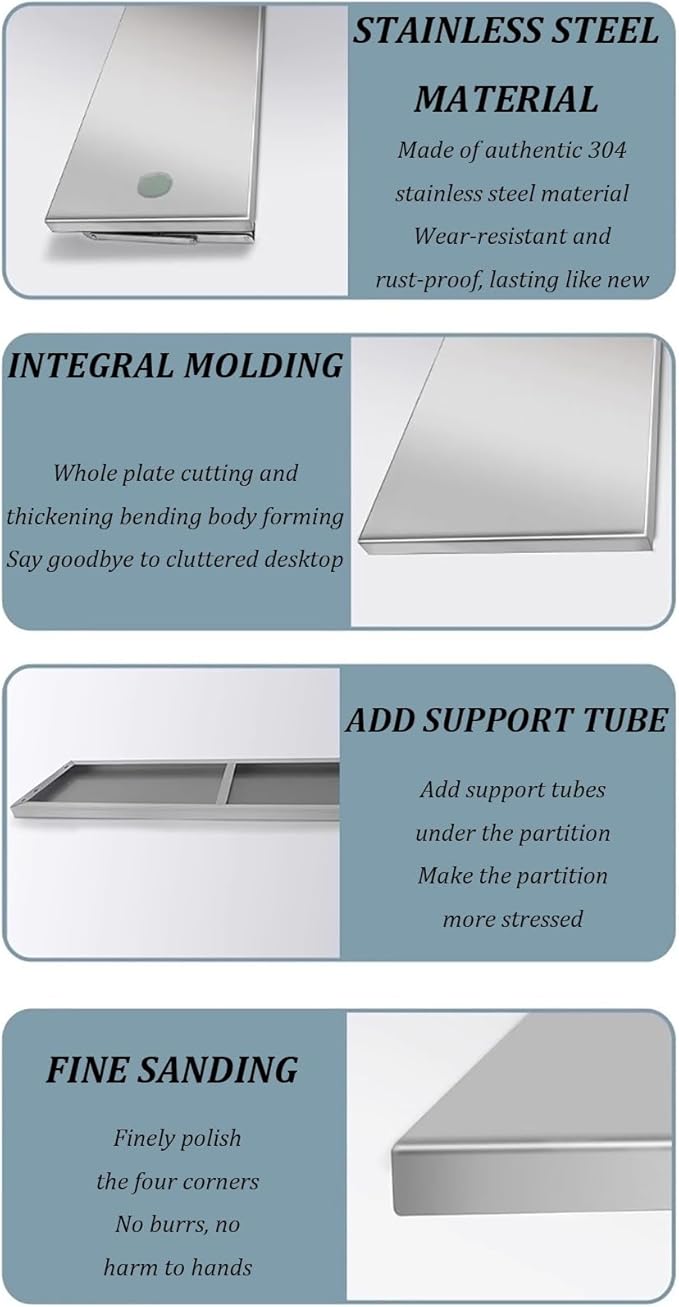 Stainless Steel Folding Wall Shelf,Stainless Steel Wall Mount Folding Table, Wall-Mounted Folding Table,for Laundry Room,Kitchen, Restaurant,Folding Design,Space Saving. (Size : L60*W40cm)