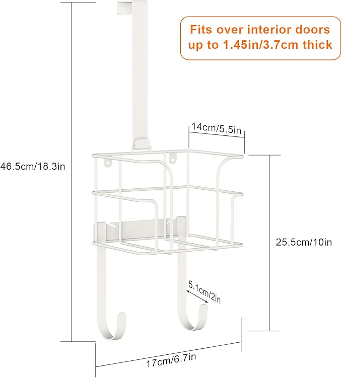 ORLESS Over The Door/Wall Mount Ironing Board Hanger, Laundry Room Iron and Ironing Board Caddy Storage Holder (White)