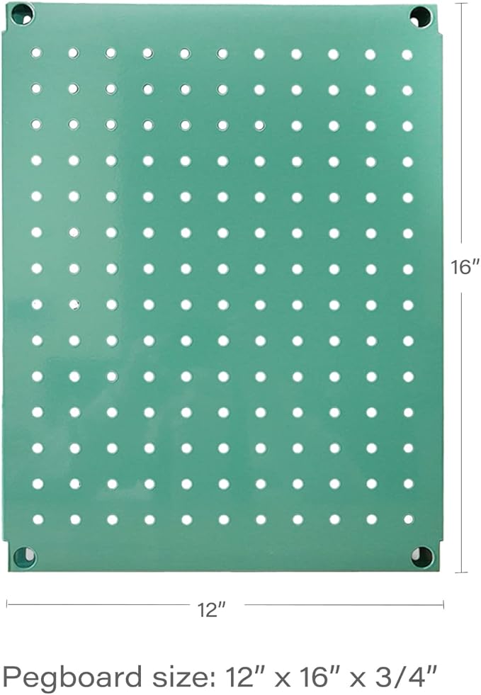 Metal Pegboard 12-Inch Tall x 16-Inch Wide Heavy Duty Wall Organizer for Home Garage Tool Storage 4pcs Green