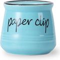 ONTUBE Farmhouse Paper Clip Holders,Ceramic Binder Clip Dispenser Organizer for Desk ,Cute Office Push Pins Holder,12 oz (Turquoise)