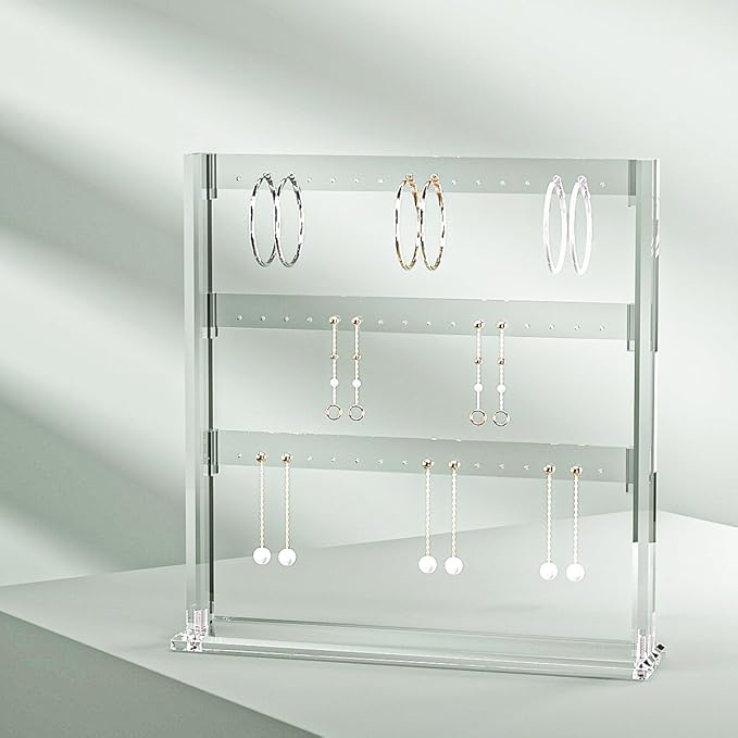 Coward Acrylic Earring Holder Stand, Tabletop Earring Jewelry Easel Display, Earring Jewelry Holder Organizer for Home Use or Store Selling Show (3layer)