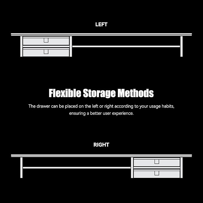 Dual‑Tier Monitor Stand Riser with Drawers, Desktop Organizer Shelf Storage for Computer Screen 2 Monitors, Supports for PC Computer Monitor, Printer, Heavy TV Riser Black