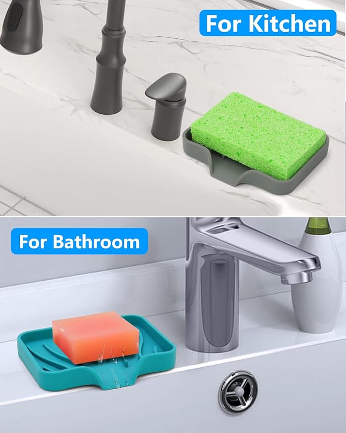 3-Pack Silicone Soap Dish Set – Bar Soap Holder with Self-Draining Design, Easy-Clean Tray for Shower, Bathroom, Kitchen, and Tub