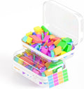2 Pack Clear Hard Shell Zipper Case, BIiss Plastic Bins for Organizing, Clear Zipper Pouches Makeup Case & Lidded Storage Bins for Cosmetics, Puzzles, 7 x 4.3 x 2.4 Inch (White)