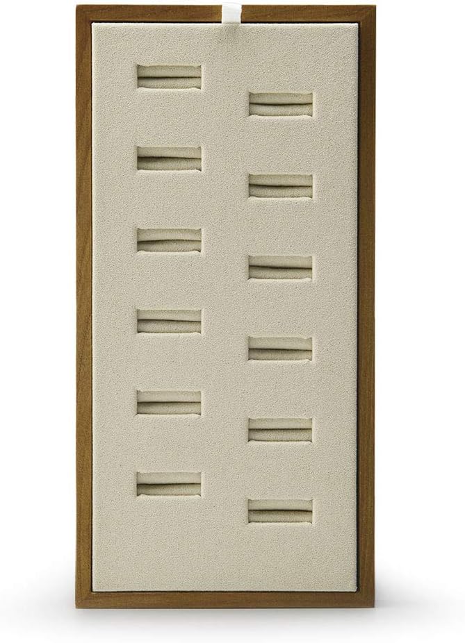 Oirlv Solid Wood Jewelry Display Tray 12 Slots Ring Holder Showcase Organizer(Creamy-white)
