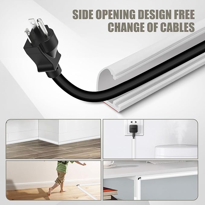 Silicone Wall Wire Hider, Side Open Wire Covers for Cords on Wall, 10FT Self-Adhesive Flexible Cord Hider for Mounted TV, Home Office, Cavity 0.63" W x 0.31" H