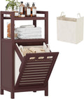 Homykic Tilt Out Laundry Hamper Cabinet, 10 Gal Bamboo Laundry Cabinet with Removable Basket, Hidden Hamper Organizer with Shelf for Dirty Clothes, Bathroom, Laundry Room, Space Saving, Espresso