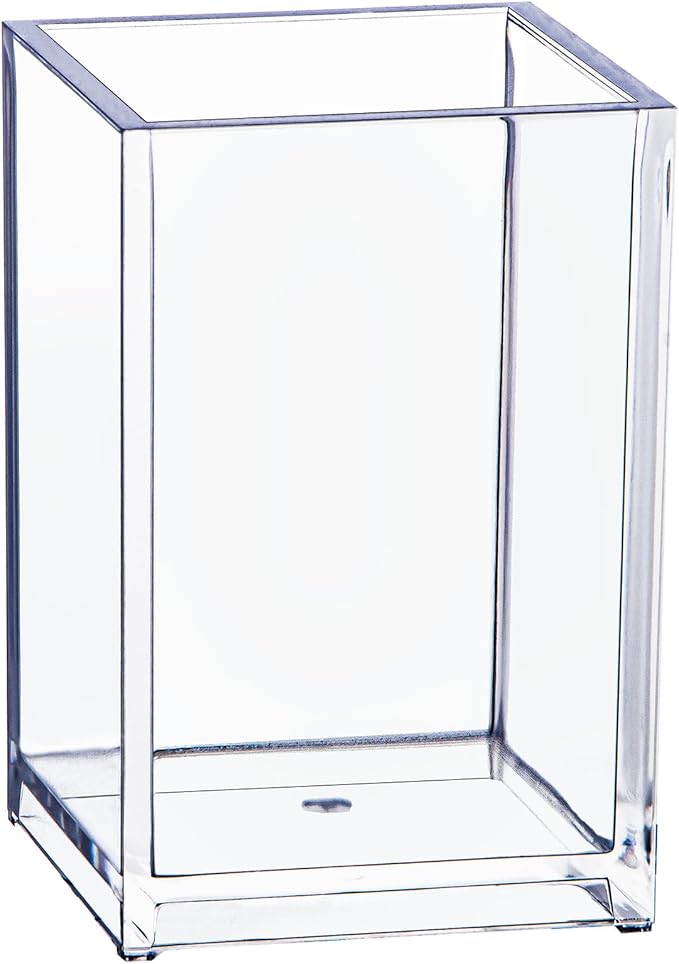 dedoot Acrylic Drawer Organizer, Clear 1 Compartment Makeup Organizer Transparent Plastic Makeup Brush Holder Pen Holder Jewelry Accessories Storage Acrylic Square Cube Box,2.5X2.5X3.8 Inches