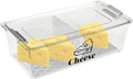Cheese Container Airtight with Draining Basket Cream Block Cheese Sliced Cheeses Box with Lid for Fridge Shredded Saver 2 Compartment Deli Meat Storage Box,Cheeses Sliced,Grated,Cheddar Keeper