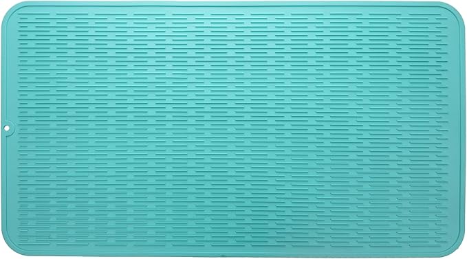 Silicone Dish Drying Mat for Multiple Usage,Easy clean,Eco-friendly,Heat-resistant Silicone Mat for Kitchen Counter or Sink,Refrigerator or Drawer Liner Mint 4XL 32 inches x 18 inches