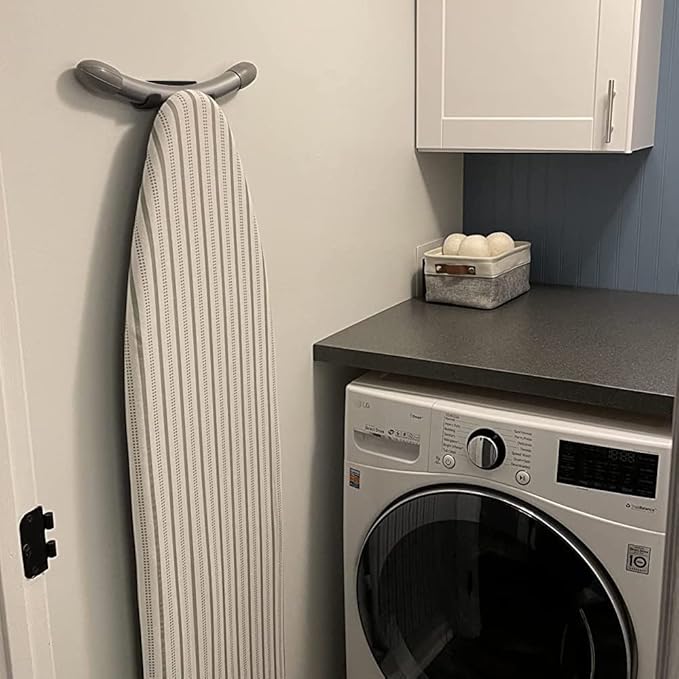 Ironing Board Hanger Wall Mount Ironing Board Holder Organizer Wall Rack for Laundry Rooms Storage Rack Hanging Shelf Hanger (Black-4 PCS)