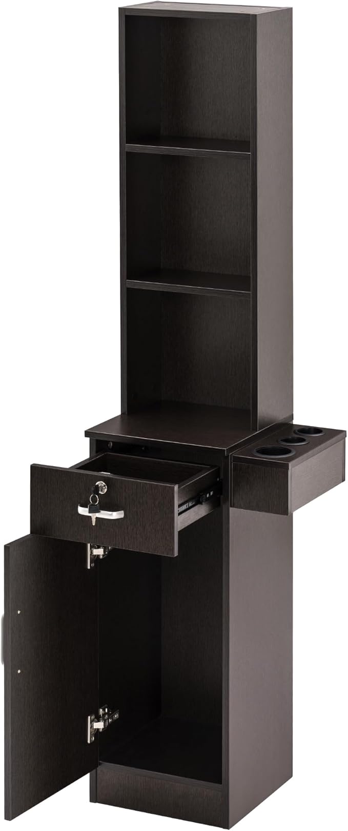 BarberPub Wall Mount Barber Station Hair Styling Drawer Storage Beauty Salon Spa Shop Equipment 3208 (Ebony)