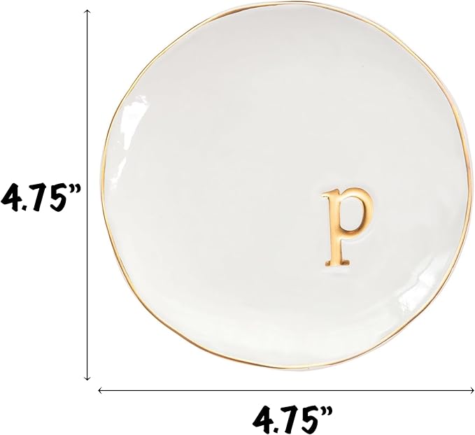 COLLECTIVE HOME - Ceramic Jewelry Tray, Decorative Trinket Dish for Rings Earrings Necklaces Bracelet Watch Keys, Birthday Mother's Day Christmas Gift for Women, 4.75", Glossy (p)